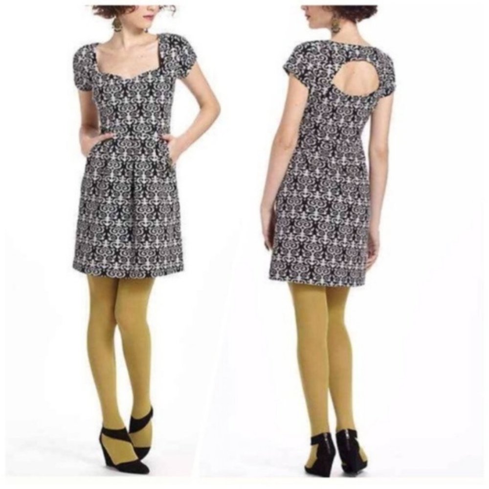 Anthropologie Deletta Black and Cream Dress Size S
